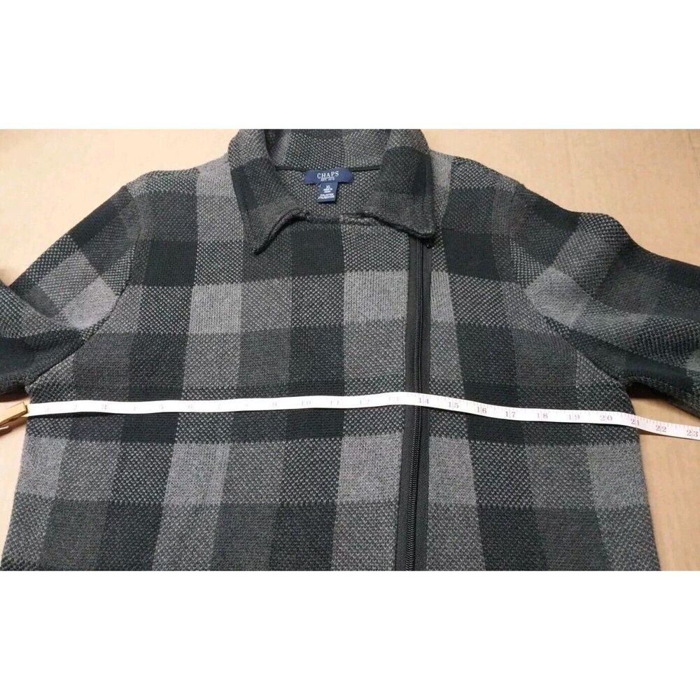 Chaps Ralph Lauren Womens XL Side Zip Sweater Jacket Plaid Gray Black Cozy Chic - Picture 7 of 14